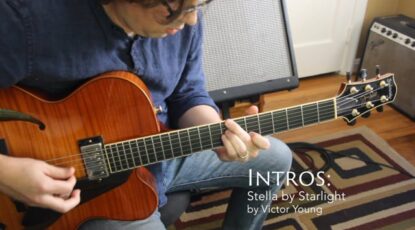 Matt in his office playing the song stella by starlight on a sadowsky jim hall model archtop guitar