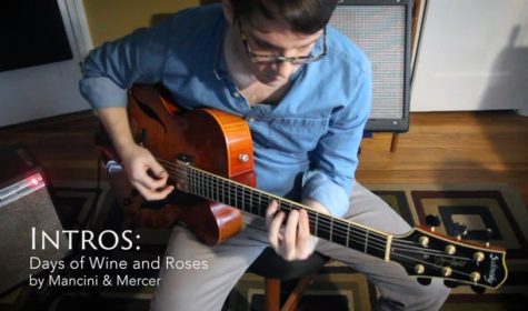 Matt playing his Sadowsky archtop in his office