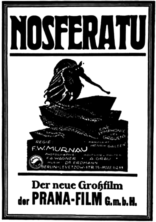 Film poster from the 1920s in black and white written in German.